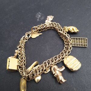 Vintage gold charm bracelet